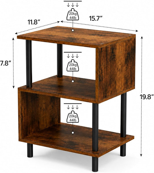 Frylr Side Table, Night Stand and End Table with Reinforced Metal Frame