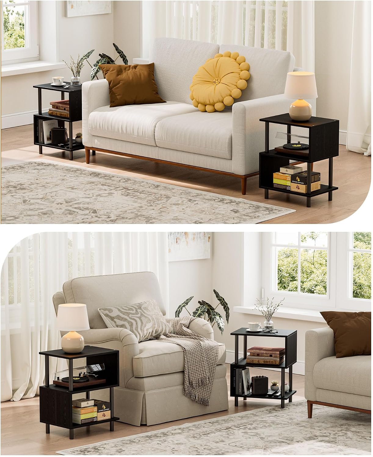 Frylr Side Table, Night Stand and End Table with Reinforced Metal Frame