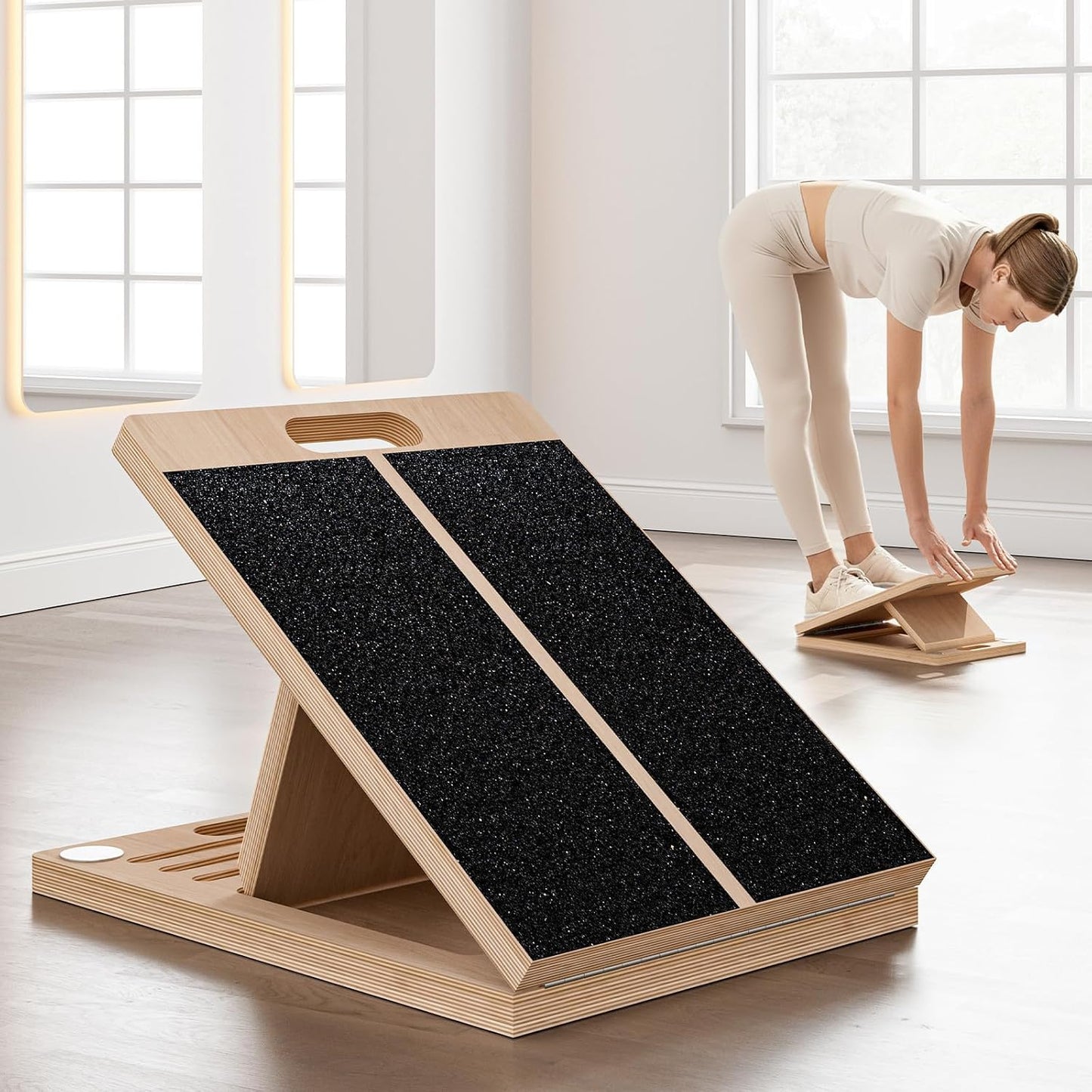 Frylr Portable Wooden Slant Board for Calf Stretching and Exercise