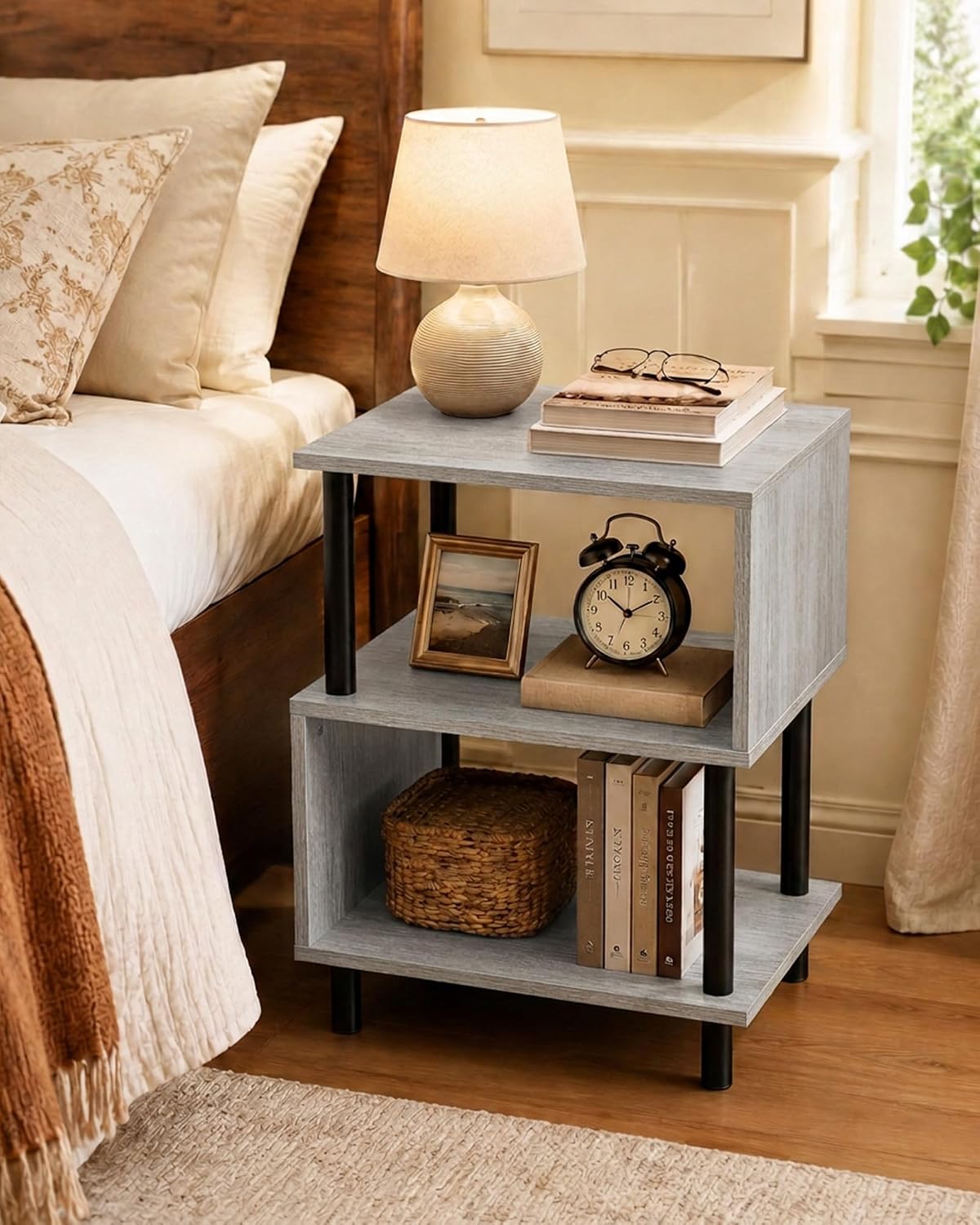 Frylr Side Table, Night Stand and End Table with Reinforced Metal Frame