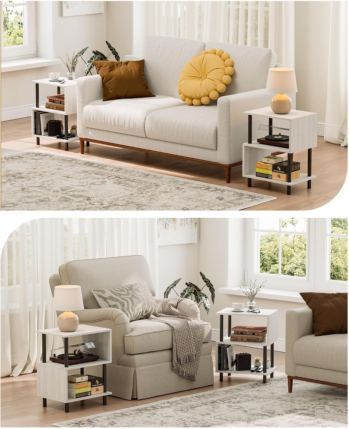 Frylr Side Table, Night Stand and End Table with Reinforced Metal Frame