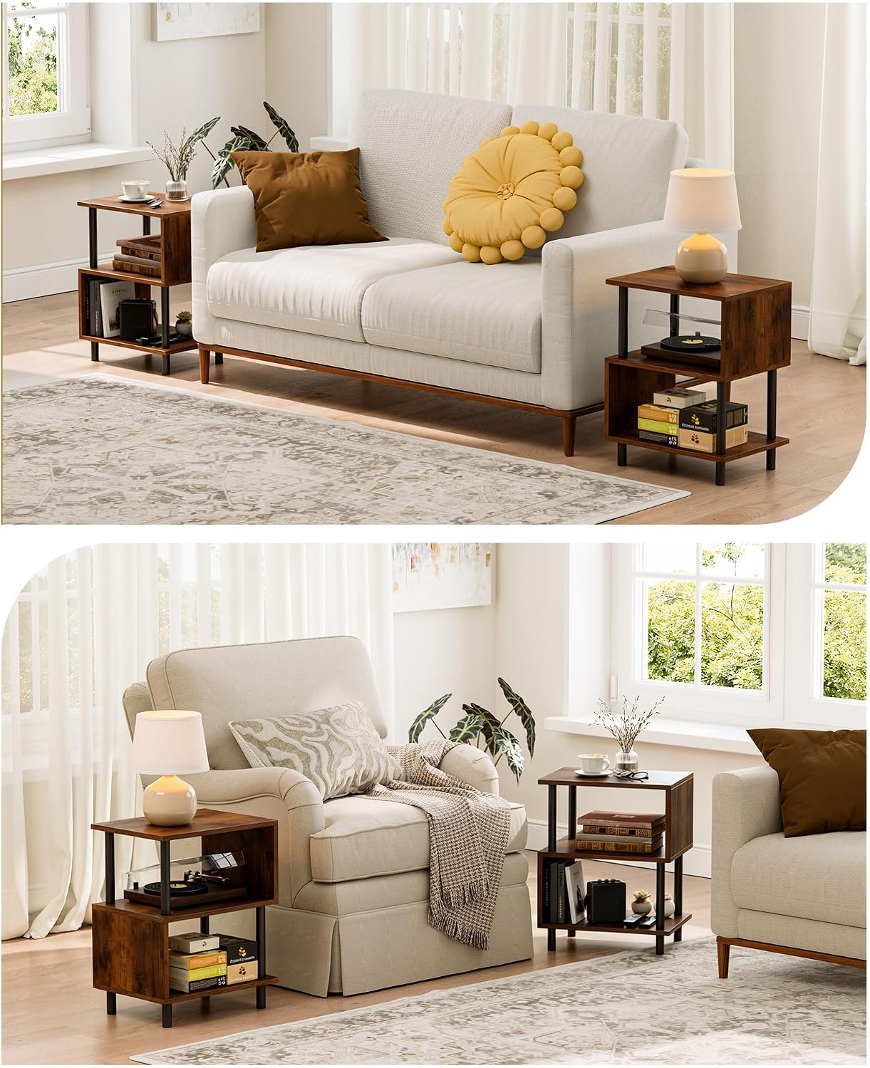 Frylr Side Table, Night Stand and End Table with Reinforced Metal Frame