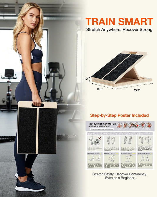 Frylr Portable Wooden Slant Board for Calf Stretching and Exercise
