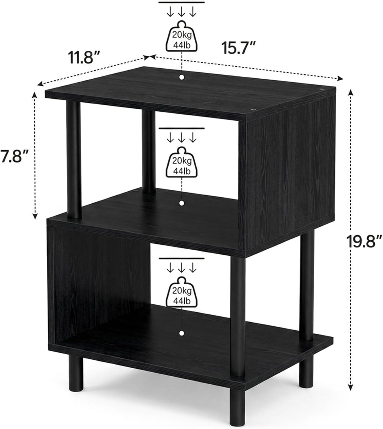 Frylr Side Table, Night Stand and End Table with Reinforced Metal Frame