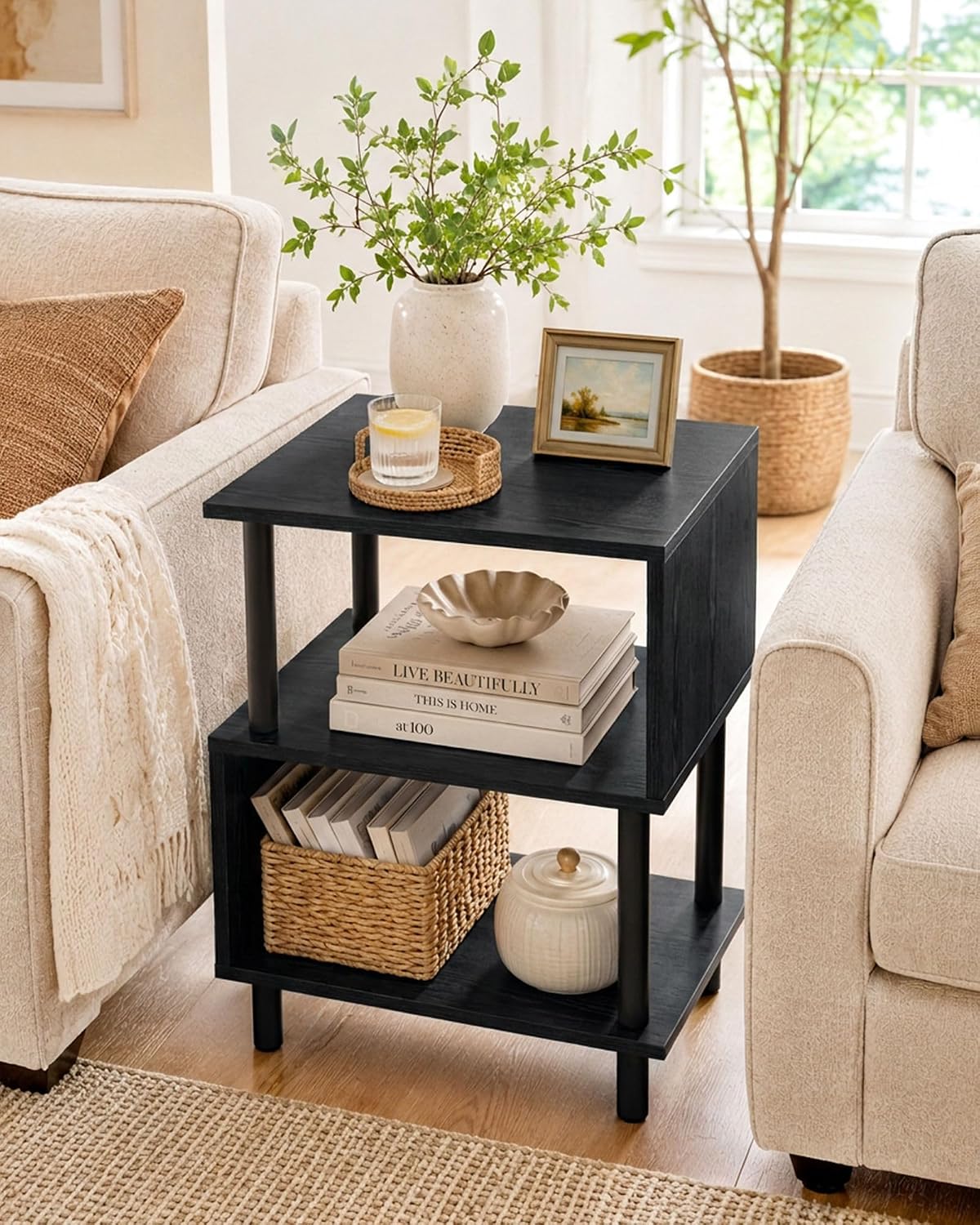 Frylr Side Table, Night Stand and End Table with Reinforced Metal Frame