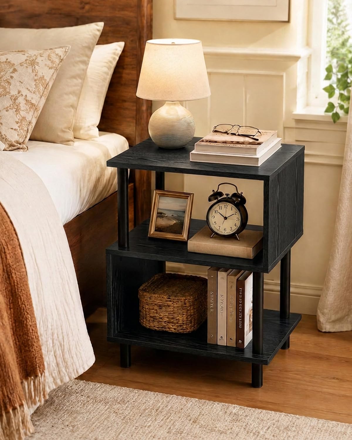 Frylr Side Table, Night Stand and End Table with Reinforced Metal Frame
