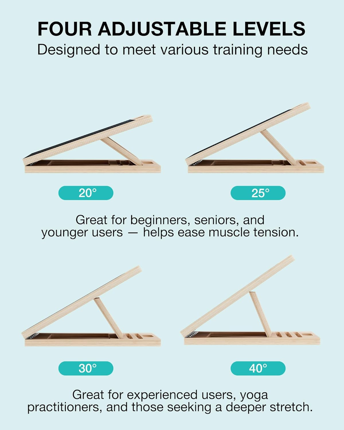 Frylr Portable Wooden Slant Board for Calf Stretching and Exercise