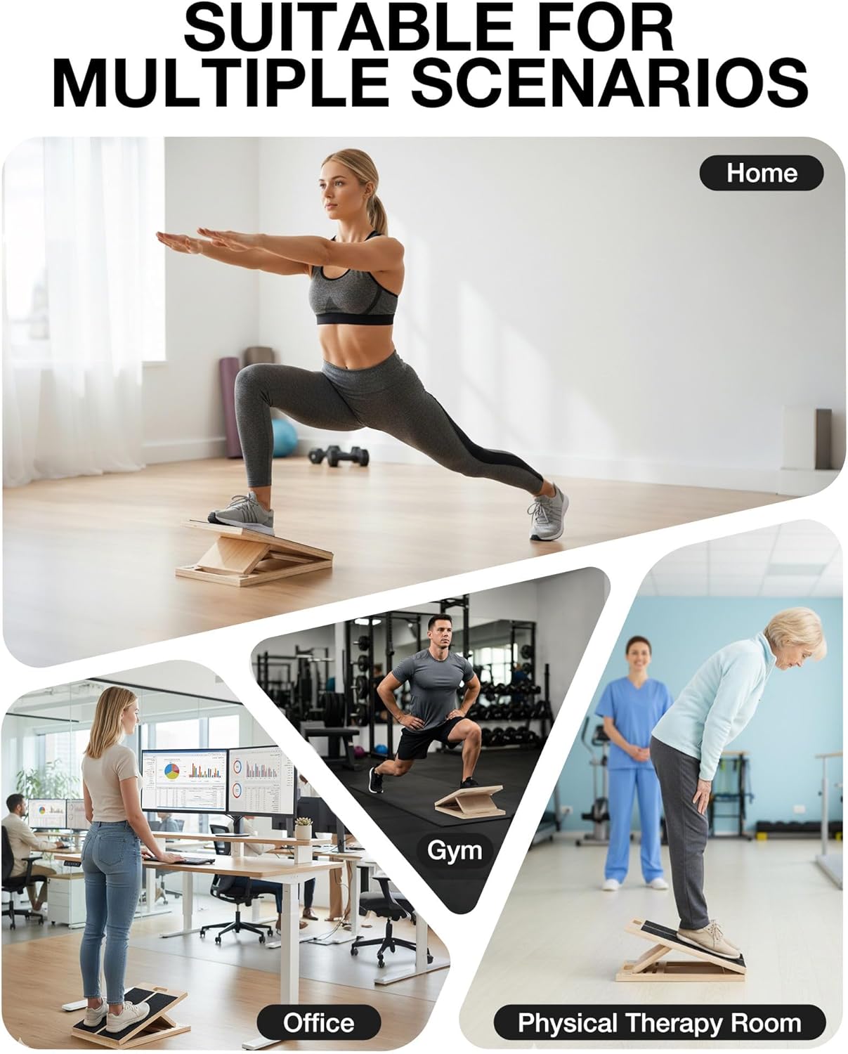 Frylr Portable Wooden Slant Board for Calf Stretching and Exercise