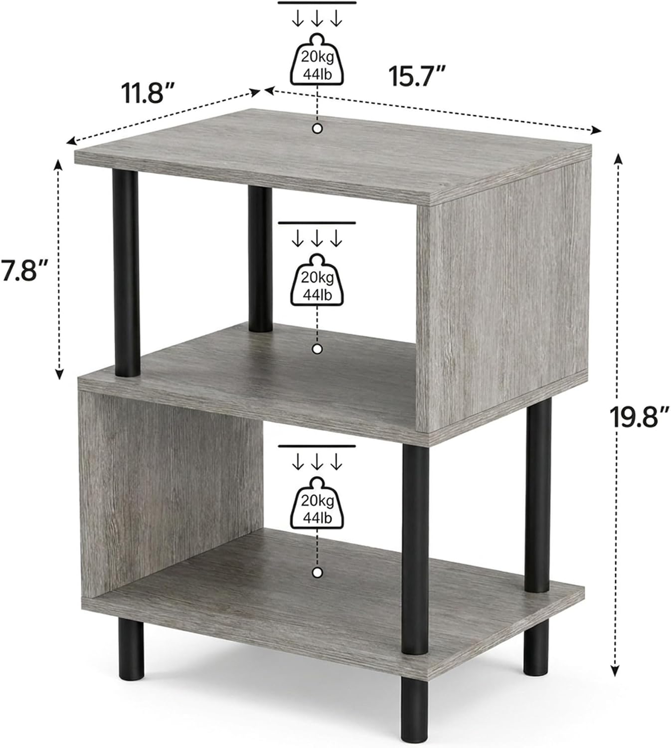Frylr Side Table, Night Stand and End Table with Reinforced Metal Frame